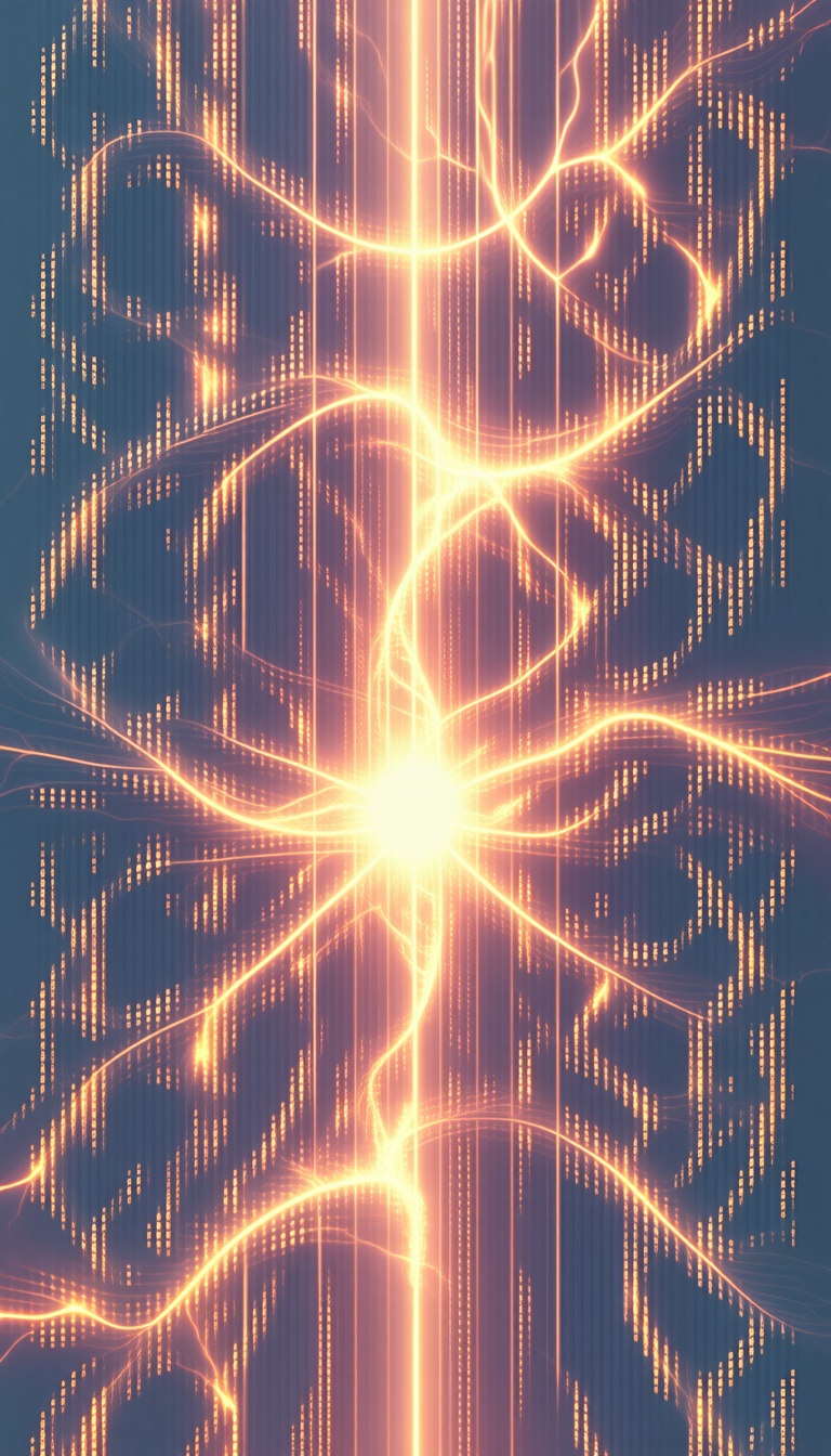 Complex cipher glowing faintly on screen, digital reconstruction, mysterious patterns.