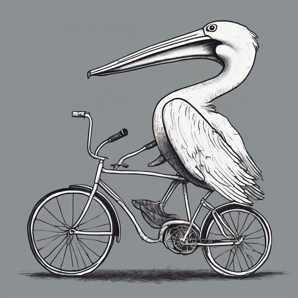 draw an image of a pelican riding a bicycle