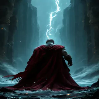 A mythic moment of Kratos standing before the gates of the underworld, with Styx's dark waters swirling ominously and divine fire in his eyes.