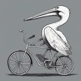 draw an image of a pelican riding a bicycle